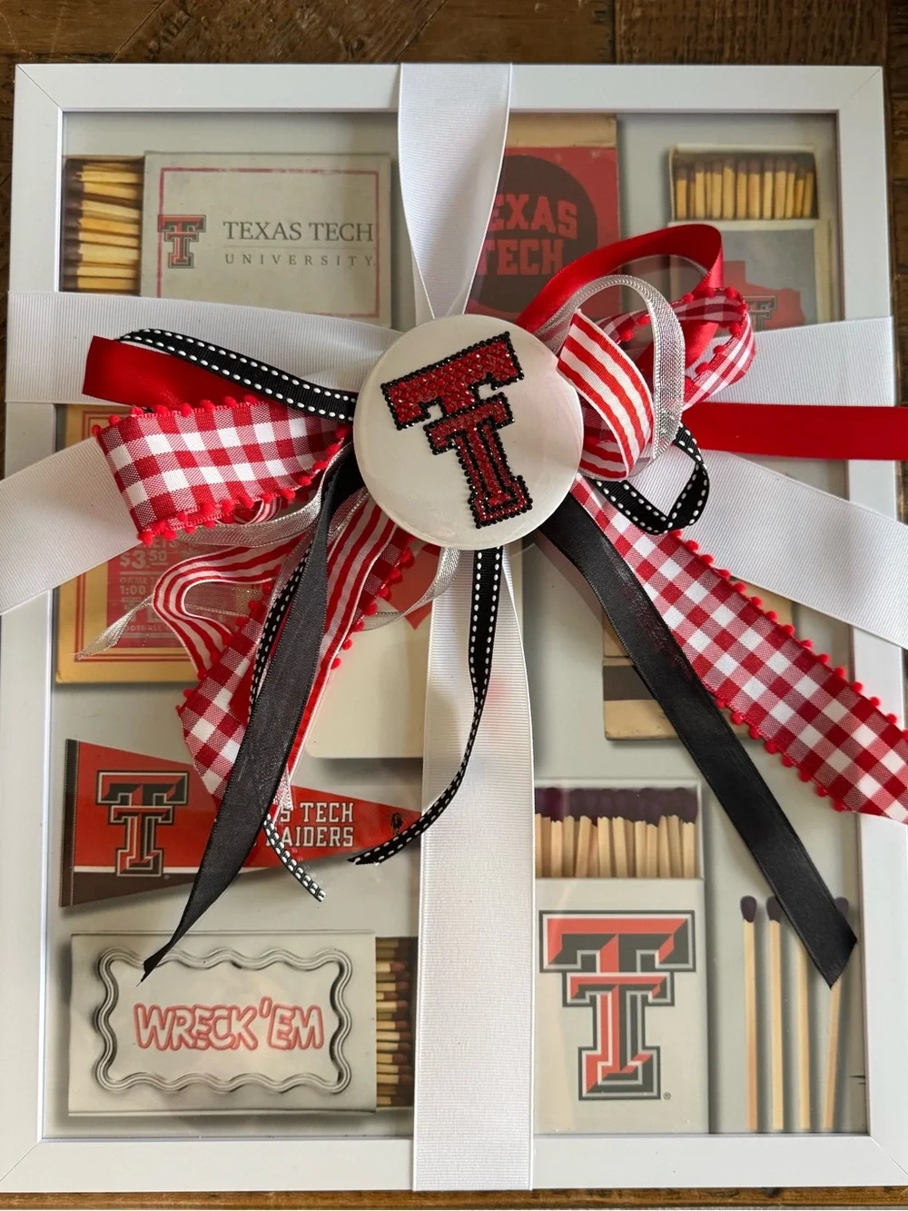 Texas Tech Red Raiders Framed Matchbook Print/Game Day Button– New/Unused – $25